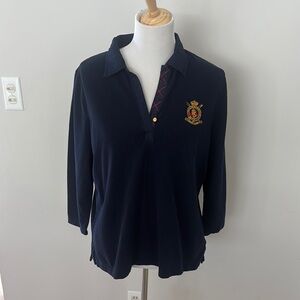 🛑CLEARANCE 🛑 RL Navy Long Sleeve Polo Shirt with Embroidered Crest